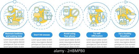 Tipps für die Erstellung einer Infografik für den morgendlichen Routinekreis Stock Vektor