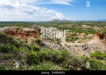 Weltkulturerbe, Olduvai-Schlucht (Oldupai), in Tansania, Afrika Stockfoto