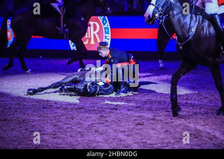 London, Großbritannien. 20th Dez 2021. The International Horse Show London Excel Household Cavalry Mounted Regiment, Auftritt auf der International Horse Show in London Excel Credit: Paul Quezada-Neiman/Alamy Live News Stockfoto