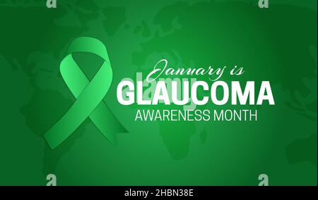 Januar ist nationaler Glaukom Awareness Month Hintergrund Illustration mit grünem Band Stock Vektor