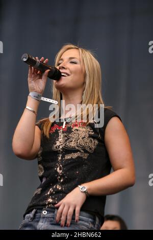 Sugababes auf der Bühne der BRMB Party im Park, Birmingham, Großbritannien. 5th. Juli 2003. Stockfoto