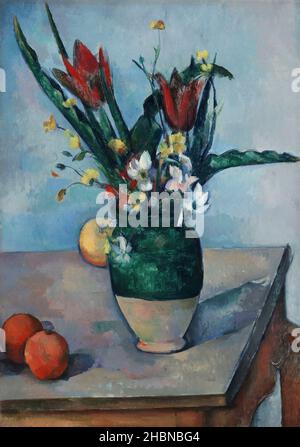 Die Vase der Tulpen (ca. 1890) von Paul Cézanne. Stockfoto