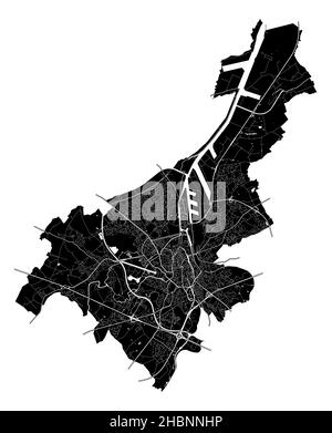 Gent , Belgien, hochauflösende Vektorkarte mit Stadtgrenzen und bearbeitbaren Pfaden. Der Stadtplan wurde mit weißen Flächen und Linien für Hauptstraßen gezeichnet Stock Vektor