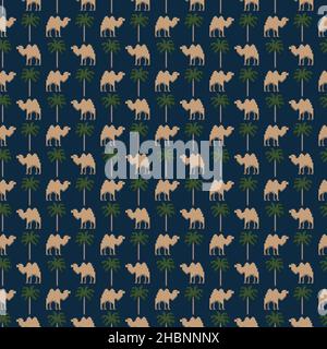 Nahtlose Muster Pixel Art Kamel Stock Vektor