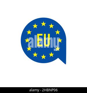 Die Europäische Union markiert die EU in der Merkelblase. Vektor Made in EU Produktgarantie Sterne blaue Flagge im Rahmen. Stock Vektor