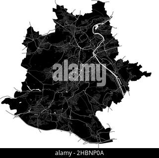 Stuttgart, Deutschland, hochauflösende Vektorkarte mit Stadtgrenzen und bearbeitbaren Pfaden. Der Stadtplan wurde mit weißen Flächen und Linien gezeichnet Stock Vektor