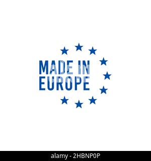 Made in EU Icon Label in blauer Farbe. Qualitätszeichen. Vektorgrafik für Rohware isoliert Stock Vektor