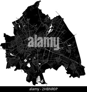 Kharkiv, Ukraine, hochauflösende Vektorkarte mit Stadtgrenzen und bearbeitbaren Pfaden. Der Stadtplan wurde mit weißen Flächen und Linien für die Hauptstraße gezeichnet Stock Vektor