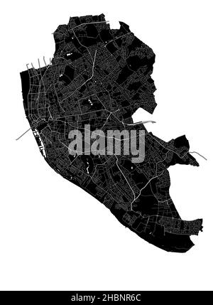 Liverpool, England, hochauflösende Vektorkarte mit Stadtgrenzen und bearbeitbaren Pfaden. Der Stadtplan wurde mit weißen Flächen und Linien für Haupt-Ro gezeichnet Stock Vektor