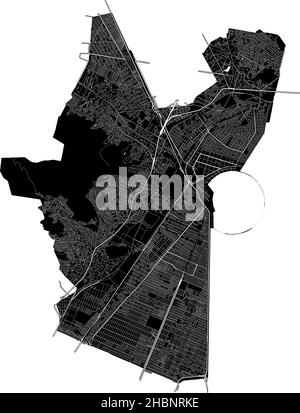 Ecatepec, Mexiko, hochauflösende Vektorkarte mit Stadtgrenzen und bearbeitbaren Pfaden. Der Stadtplan wurde mit weißen Flächen und Linien für die Hauptstraße gezeichnet Stock Vektor