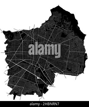Guadalajara, Mexiko, hochauflösende Vektorkarte mit Stadtgrenzen und bearbeitbaren Pfaden. Der Stadtplan wurde mit weißen Flächen und Linien für Haupt r gezeichnet Stock Vektor