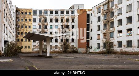 Verlorene Orte in der Innenstadt von Frankfurt am Main. Altes Polizeipräsidium in Frankfurt, Deutschland Stockfoto