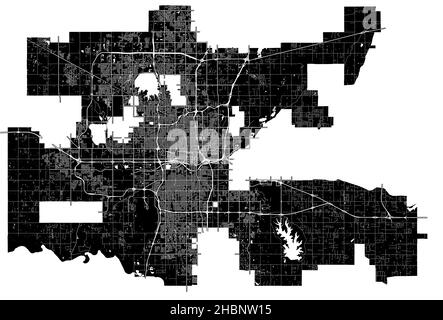 Oklahoma City, Oklahoma, USA, hochauflösende Vektorkarte mit Stadtgrenzen und bearbeitbaren Pfaden. Der Stadtplan wurde mit weißen Flächen A gezeichnet Stock Vektor