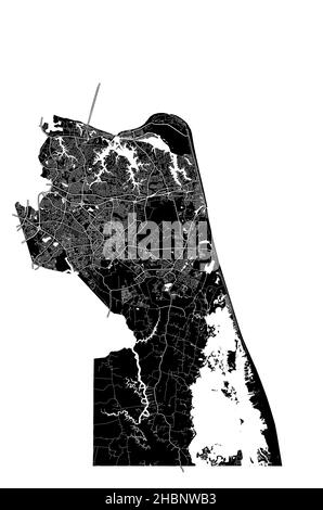 Virginia Beach, Virginia, USA, hochauflösende Vektorkarte mit Stadtgrenzen und bearbeitbaren Pfaden. Der Stadtplan wurde mit weißen Flächen gezeichnet Stock Vektor
