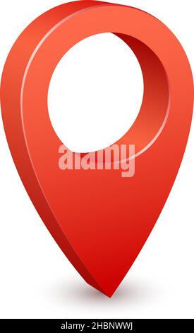 Roter Geo-Pin. Zielzeiger. Realistisches Kartenschild Stock Vektor