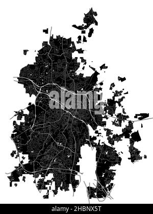 Durham, North Carolina, USA, hochauflösende Vektorkarte mit Stadtgrenzen und bearbeitbaren Pfaden. Der Stadtplan wurde mit weißen Flächen und gezeichnet Stock Vektor