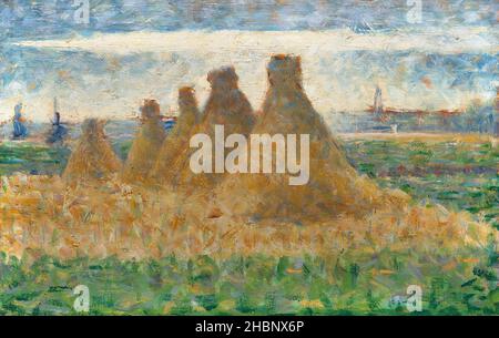 Haystacks (ca. 1882) von Georges Seurat. Stockfoto