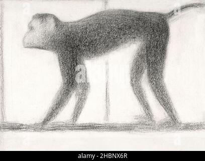 Monkey (1884) von Georges Seurat. Stockfoto