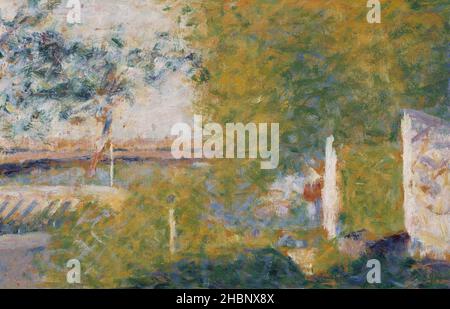 Georges Seurat - die Brücke von Bineau (1859-1891) berühmtes Gemälde. Stockfoto