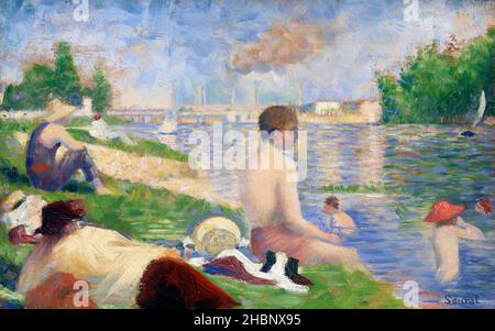 Abschlussstudie für „Badende in Asnières“ (1883) von Georges Seurat. Stockfoto