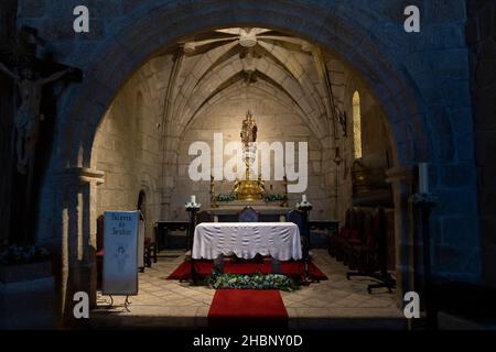 Chor des Santuário de Nossa Senhora da Franqueira entlang des Camino Portuguese in Pereira, Portugal. Diese Route des Jakobswegs Pilger Stockfoto