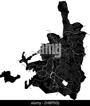 Jerusalem, Israel, hochauflösende Vektorkarte mit Stadtgrenzen und editierbaren Pfaden. Der Stadtplan wurde mit weißen Flächen und Linien für die Hauptroa gezeichnet Stock Vektor