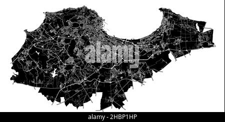 Algier, Algerien, hochauflösende Vektorkarte mit Stadtgrenzen und bearbeitbaren Pfaden. Der Stadtplan wurde mit weißen Flächen und Linien für die Hauptstraße gezeichnet Stock Vektor