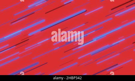 Rot und blau fliegende Neonlichter abstrakter Hintergrund. Helle Neon Linie gestaltete Hintergrund. Textur mit Beleuchtung, Kunst der Farben Kombination Stockfoto