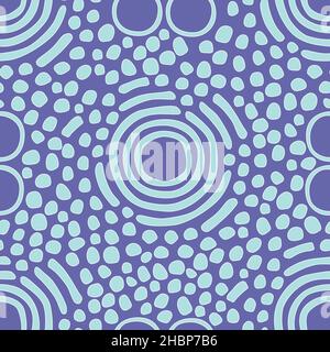 Modernes abstraktes, nahtloses Vektormuster mit organischen Formen in Blau, Türkis und Weiß. Stock Vektor