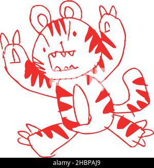 Dies ist eine Illustration von Funny Tiger Scribbles wie eine Kinderzeichnung Stock Vektor