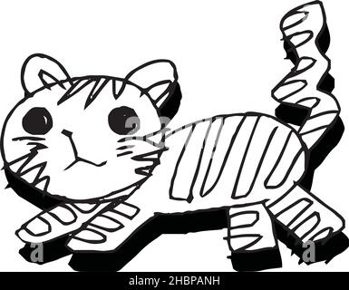 Dies ist eine Illustration von Funny Tiger Scribbles wie eine Kinderzeichnung Stock Vektor