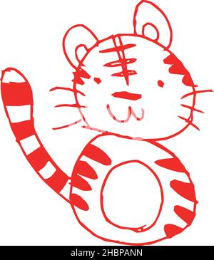 Dies ist eine Illustration von Funny Tiger Scribbles wie eine Kinderzeichnung Stock Vektor