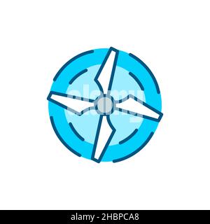 Drone Propeller Draufsicht mit rotierenden Blättern. Pixel perfekt, editierbare Kontur farbenfrohes Symbol Stock Vektor
