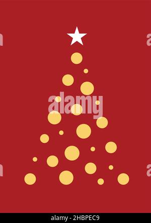 Der vertikale Vektor einfache weiße Weihnachtsbaum mit roter Karte Hintergrund Stock Vektor
