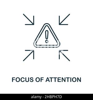 Symbol „Fokus der Aufmerksamkeit“. Linienelement aus der Sammlung kognitiver Fähigkeiten. Linearer Fokus der Aufmerksamkeit Symbol Zeichen für Web-Design, Infografiken und mehr. Stock Vektor