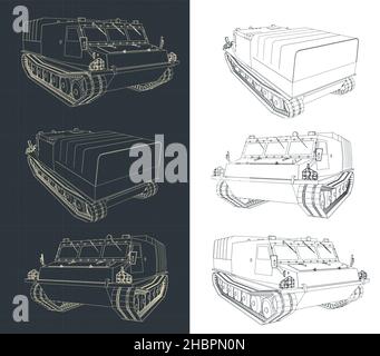 Stilisierte Vektordarstellung von Zeichnungen von Geländewagen Stock Vektor