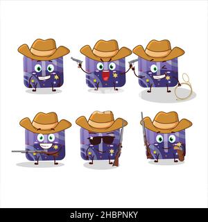 Cool Cowboy lila Gummikandel ich Cartoon-Figur mit einem niedlichen Hut. Vektorgrafik Stock Vektor