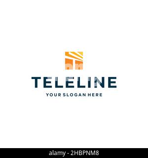 Modernes Buchstabenzeichen Initiales T TELELINE Logo Design Stock Vektor