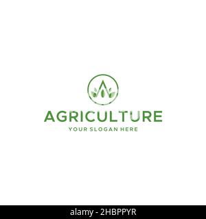 Flaches Buchstaben Zeichen LANDWIRTSCHAFT Blatt Logo-Design Stock Vektor