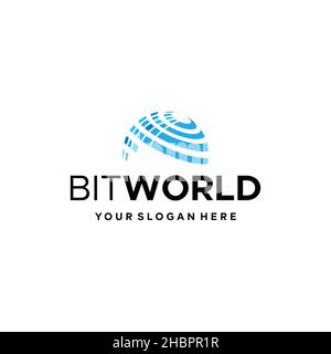 Minimalistisches BITWORLD-Logo mit geometrischem Design Stock Vektor