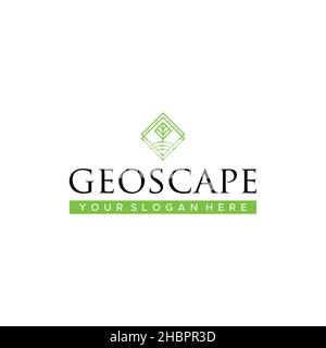 Minimalistisches GEOSCAPE Natur Outdoor Logo Design Stock Vektor