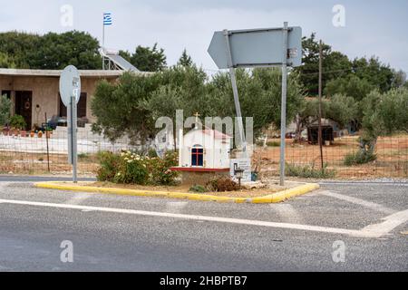 Schrein am Straßenrand auf Kreta, Griechenland Stockfoto