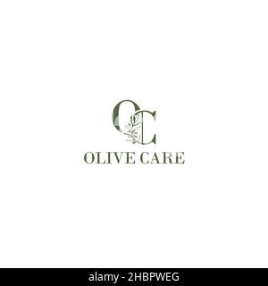Minimalistisches Design mit OC Olive Care Logo Stock Vektor