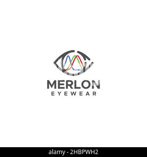 Minimalistisches flaches Design mit dem Logo von Merlon Eye Wear Stock Vektor