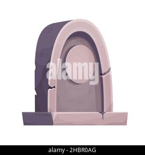 Steingrab, Denkmal im Cartoon-Stil isoliert auf weißem Hintergrund. Beerdigung, Friedhofsobjekt. Denkmal des Nachlebens. Vektorgrafik Stock Vektor
