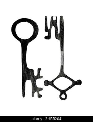 Alte Texturtasten mit Kratzern und Kratzern, Vintage, Tracing, abgenutzte Textur, handgezeichneter Doodle-Stil, isolierter, weißer Hintergrund. Vektorgrafik Stock Vektor