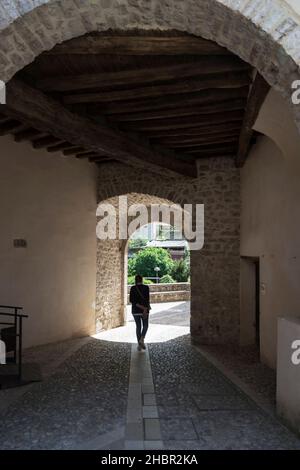 Verkürzung, Dorf Sant'Anatolia di Narco, Umbrien, Italien, Europa Stockfoto