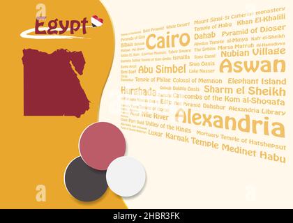 Vorlage für das Konzept „Reise nach Ägypten“. Horizontal. Stock Vektor