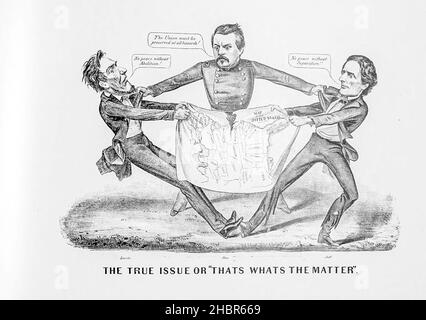 Die wahre Ausgabe oder das ist die Sache aus einer Sammlung von Karikaturen zum Bürgerkrieg, die 1892 auf Heavy Plate Paper veröffentlicht wurde Stockfoto