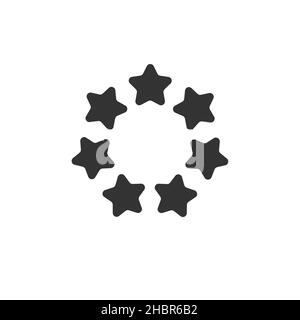 Kreis aus fünf spitzen Sternen. Vektorgrafik für Rohware isoliert Stock Vektor